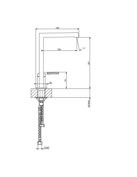 Miscelatore lavabo alto Gessi serie ingranaggio bocca lunga cod.63516 con scarico e flessibile di collegamento - Kallea