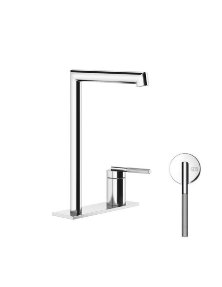 Miscelatore lavabo alto Gessi serie ingranaggio bocca lunga cod.63516 con scarico e flessibile di collegamento - Kallea