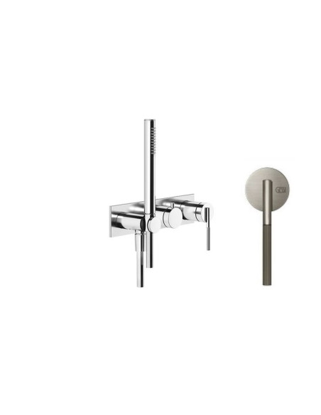 Miscelatore doccia Gessi a parete Serie Ingranaggio cod.63543 esterno doccia con deviatore presa acqua e supporto doccetta co...