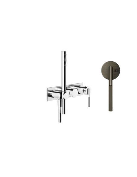 Miscelatore doccia Gessi a parete Serie Ingranaggio cod.63543 esterno doccia con deviatore presa acqua e supporto doccetta co...