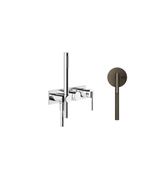 Miscelatore doccia Gessi a parete Serie Ingranaggio cod.63543 esterno doccia con deviatore presa acqua e supporto doccetta co...