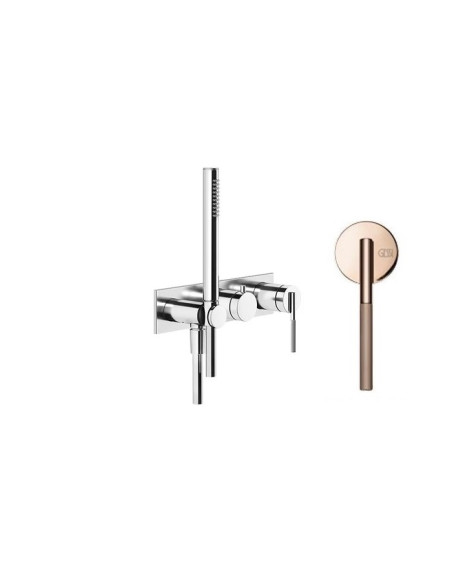 Miscelatore doccia Gessi a parete Serie Ingranaggio cod.63543 esterno doccia con deviatore presa acqua e supporto doccetta co...