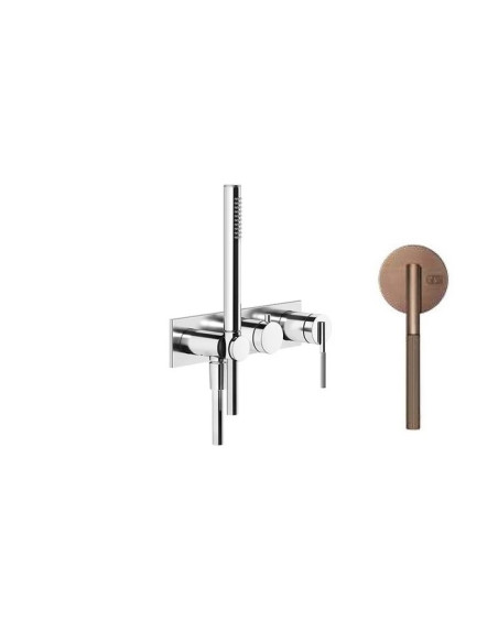 Miscelatore doccia Gessi a parete Serie Ingranaggio cod.63543 esterno doccia con deviatore presa acqua e supporto doccetta co...