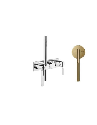 Miscelatore doccia Gessi a parete Serie Ingranaggio cod.63543 esterno doccia con deviatore presa acqua e supporto doccetta co...