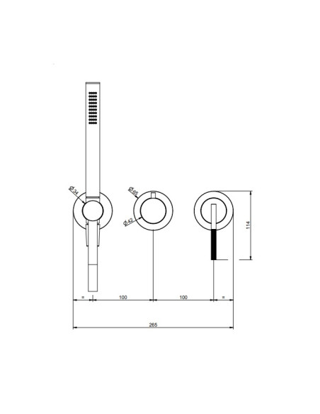 Miscelatore doccia Gessi a parete Serie Ingranaggio cod.63545 esterno doccia con deviatore presa acqua e supporto doccetta co...