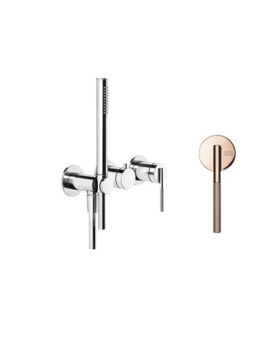 Miscelatore doccia Gessi a parete Serie Ingranaggio cod.63545 esterno doccia con deviatore presa acqua e supporto doccetta co...