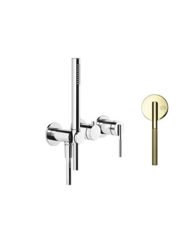 Miscelatore doccia Gessi a parete Serie Ingranaggio cod.63545 esterno doccia con deviatore presa acqua e supporto doccetta co...