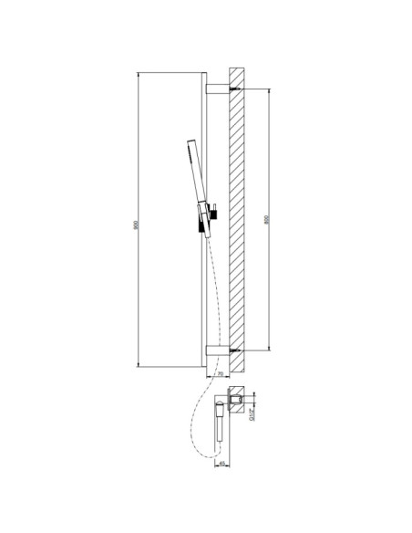 Asta Saliscendi Gessi serie Ingranaggio cod.63582 con presa acqua doccetta anticalcare flessibile 1,50 m - Kallea