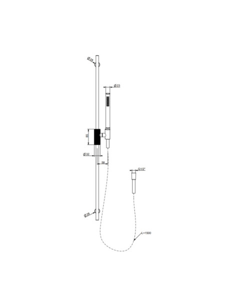 Asta Saliscendi Gessi serie Ingranaggio cod.63584 doccetta anticalcare flessibile 1,50 m - Kallea