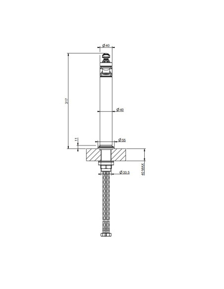 Miscelatore Lavabo alto Gessi serie venti20 bocca lunga cod.65004 senza scarico con flessibili di collegamento - Kallea