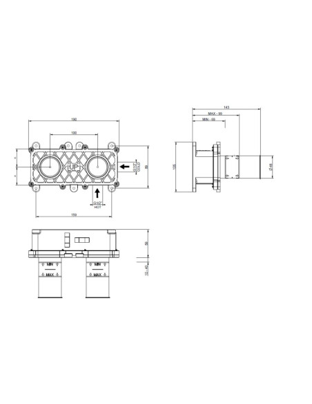 Miscelatore Gessi a incasso per lavabo canna media serie Venti20 cod.65089 esterna cod:63397 parte incasso senza scarico - Ka...