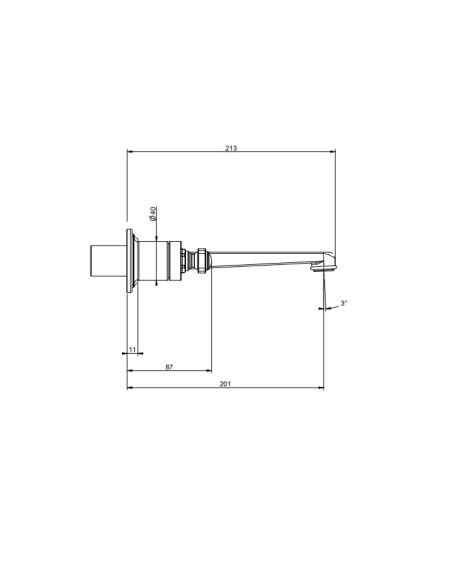 Gruppo Lavabo a parete Gessi serie Venti20 cod.65091 parte esterna cod.45089 parte incasso senza scarico - Kallea