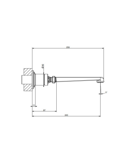 Gruppo Lavabo a parete bocca lunga Gessi serie Venti20 cod.65090 parte esterna cod.45089 parte incasso - Kallea