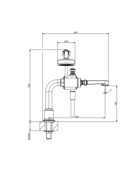 Gruppo vasca 2 fori con supporti Gessi serie Venti20 cod.65115 con deviatore e flessibile 1,50m e doccetta anticalcare con su...