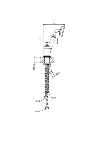 Gruppo Vasca Gessi serie Venti20 3 fori cod.65043 deviatore flessibile 1,50 m e doccetta anticalcare - Kallea