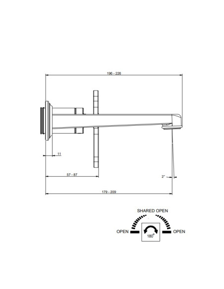 Miscelatore a parete vasca Gessi serie Venti20 esterna cod.65042 incasso cod.54139 con parte incasso 2 vie - Kallea