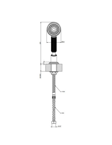 Doccetta con cono Gessi serie Venti20 cod.65127 con flessibile 1,5cm 