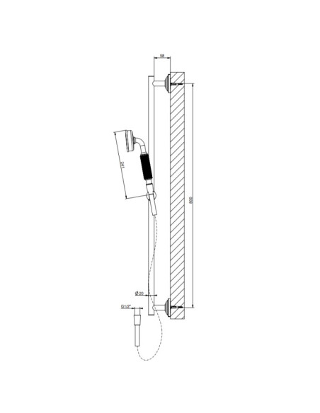 Asta Saliscendi Gessi serie Venti20 cod.65143 doccetta anticalcare flessibile 1,50 m - Kallea