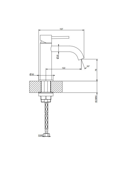 Miscelatore lavabo Gessi serie 316 Flessa cod.54002 con flessibili di collegamento - Kallea