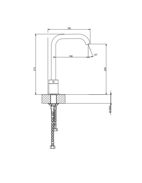 Miscelatore Lavabo alto Gessi serie 316 Flessa 3 fori cod.54011 con flessibili di collegamento - Kallea