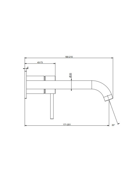 Miscelatore Gessi a incasso per lavabo canna lunga serie 316 Flessa cod.54090 + 54198 con parte incasso - Kallea