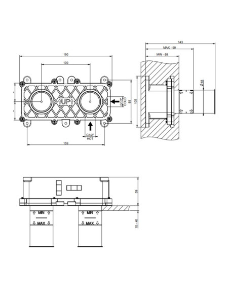 Miscelatore Gessi a incasso per lavabo canna lunga serie 316 Flessa cod.54090 + 54198 con parte incasso - Kallea