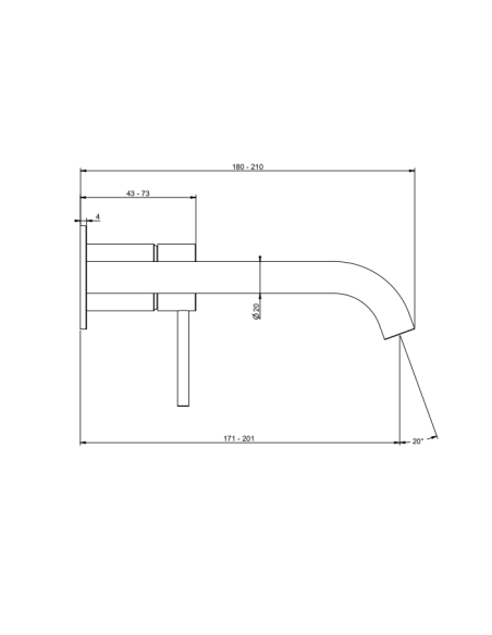 Miscelatore Gessi per lavabo a parete canna lunga serie 316 Flessa cod.54086 esterna cod.54198 incasso - Kallea