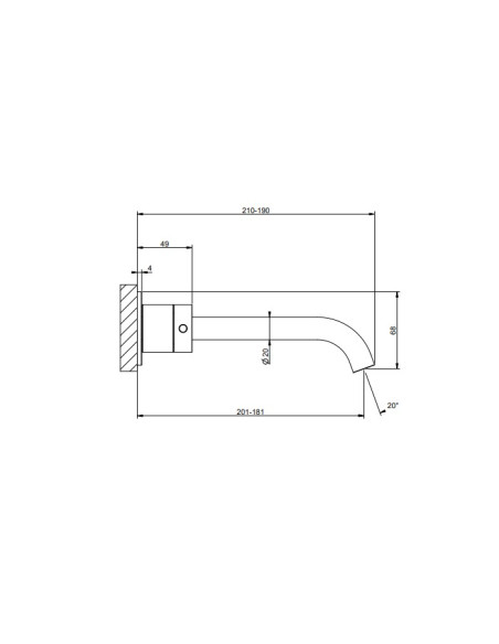 Miscelatore Gessi a parete 3 fori canna lunga per lavabo serie 316 Flessa cod.54094 esterna cod.45089 incasso - Kallea