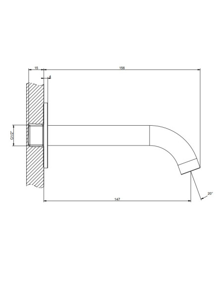 Bocca lavabo a muro media Gessi serie 316 cod.54010 senza scarico - Kallea