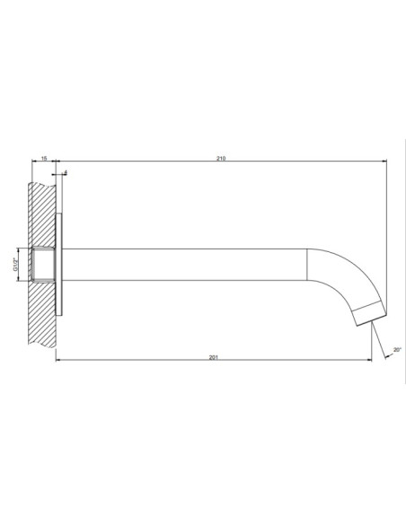 Bocca lavabo a muro lunga Gessi serie 316 cod.54110 senza scarico - Kallea