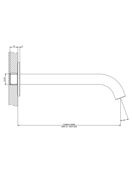 Bocca lavabo a muro personalizzata Gessi serie 316 cod.54210 senza scarico - Kallea