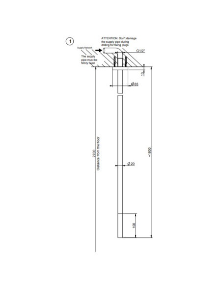 Bocca lavabo a soffitto Gessi serie 316 Flessa cod.54099 senza scarico - Kallea