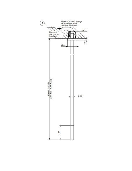 Bocca lavabo a soffitto personalizzabile Gessi serie 316 Flessa cod.54096 senza scarico - Kallea