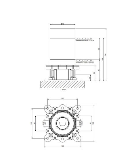 Miscelatore da terra lavabo Gessi serie 316 Flessa cod.54097 parte esterna - 46189 parte incasso - Kallea