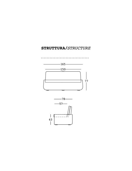 Sofà Plust serie Bold con cuscino in polietilene interno esterno - Kallea