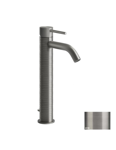 Miscelatore Lavabo alto Gessi serie 316 Trame bocca corta cod.54304 con scarico e flessibili di collegamento - Kallea