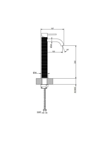 Miscelatore Lavabo alto Gessi serie 316 Trame bocca corta cod.54309 senza scarico con flessibili di collegamento - Kallea