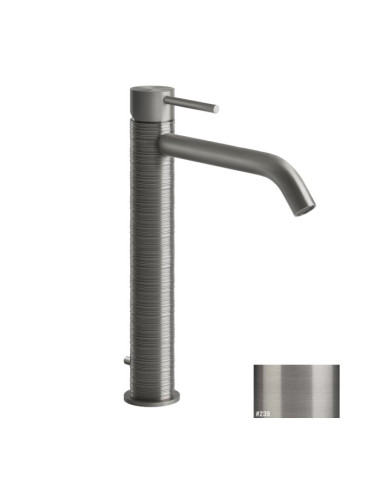 Miscelatore Lavabo alto Gessi serie 316 Trame bocca lunga 54303 con scarico e flessibili di collegamento - Kallea