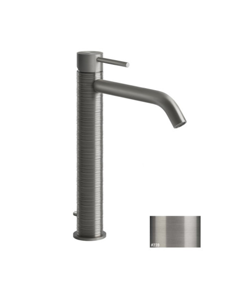 Miscelatore Lavabo alto Gessi serie 316 Trame bocca lunga 54303 con scarico e flessibili di collegamento - Kallea