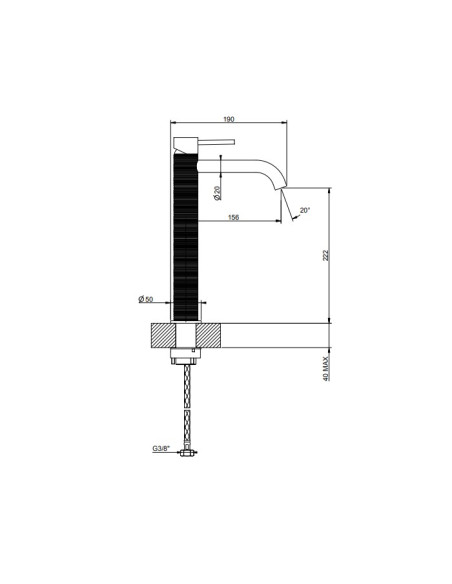 Miscelatore Lavabo alto Gessi serie 316 Trame bocca lunga 54306 con flessibili di collegamento - Kallea