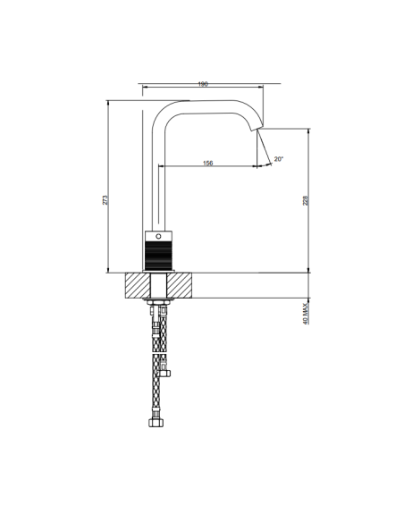 Miscelatore Lavabo Gessi serie 316 Trame 3 fori cod.54311 con flessibili di collegamento - Kallea