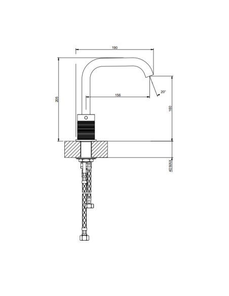 Miscelatore Lavabo medio Gessi serie 316 Trame 3 fori cod.54312 con flessibili di collegamento - Kallea