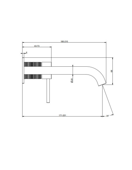 Miscelatore Gessi a incasso per lavabo canna lunga serie 316 Trame cod.54390 + 54198 con parte incasso - Kallea