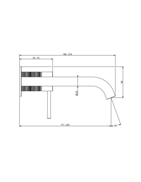 Miscelatore Gessi a incasso per lavabo canna lunga serie 316 Trame cod.54386 + 54198 con parte incasso - Kallea