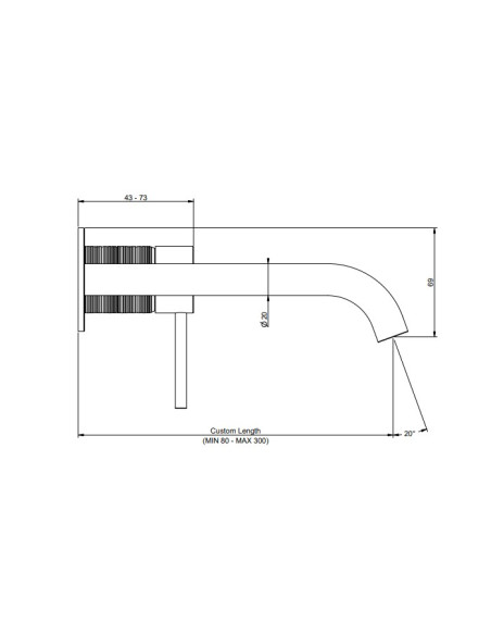 Miscelatore Gessi a incasso per lavabo canna lunghezza personalizzabile serie 316 Trame cod.54389 + 54198 con parte incasso -...