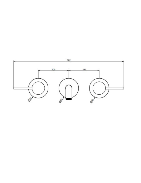 Miscelatore Gessi a parete 3 fori canna lunga per lavabo serie 316 Trame cod.54394 esterna cod.45089 incasso senza scarico - ...