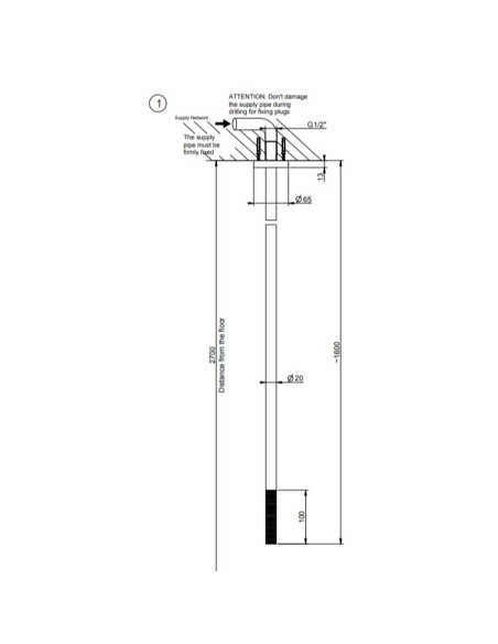 Bocca lavabo a soffitto Gessi serie 316 Trame cod.54399 senza scarico - Kallea