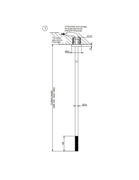 Bocca lavabo a soffitto altezza personalizzabile Gessi serie 316 Trame cod.54396 senza scarico - Kallea