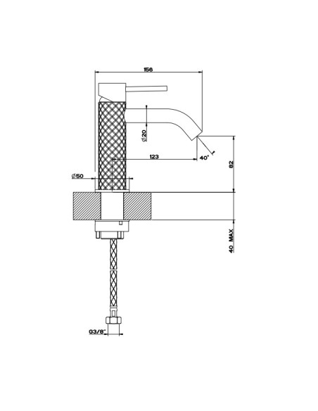 Miscelatore lavabo Gessi serie 316 Intreccio cod.54102 con flessibili di collegamento - Kallea