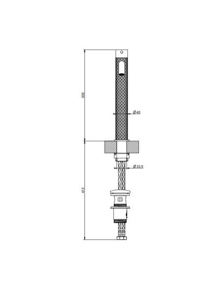 Miscelatore Lavabo alto Gessi serie 316 Intreccio bocca lunga 54103 con scarico e flessibili di collegamento - Kallea